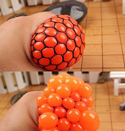 Fireboomoon Stress Relief Squeezing Soft Rubber Vent Grape Ball Hand Wrist Toy Funny Geek Gadget Vent Toy, Orange/Blue/Green, 3 Piece Stress Balls,Squishy net Ball,orbis Balls,Squishy Balls