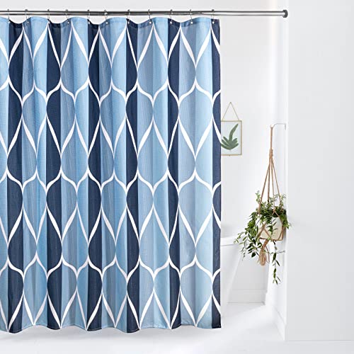VANZAVANZU Shower Curtain for Bathroom with Metal Hooks Geometric Fabric Shower Curtain Heavy Duty Bath Curtain for Wet Room Bathtub Shower Stall Weighted Hem