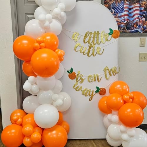 Image of YMSZ Orange Balloons Arch Kit, 134pcs Orange and White Balloons for Birthday, Graduation, Baby Shower Party Decorations