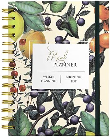 Meal Planner Hard Cover Notebook With Menu Planner And Grocery List For Weekly Meal Planning Includes Weekly Budget Planner. Spiral Bound Planner With Gift Box.