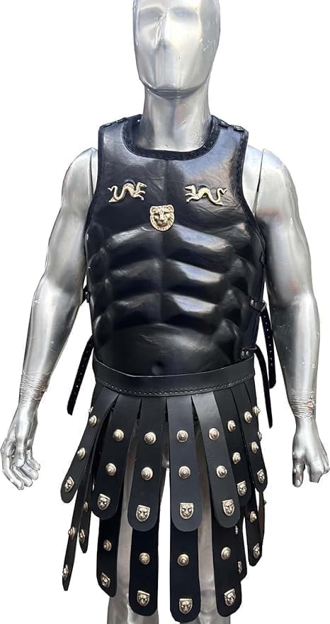 Medieval Ilyas Antique by Handmade Greek Armor Muscled Cuirass - One Size - Black Armor