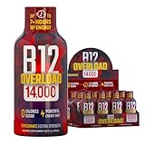 B12 Overload Extra Strength Energy Shot – Pomegranate – 260mg Caffeine, 14000% B12, Electrolytes – Energy & Vitality Support – Zero Sugar No Calories – Vegan, Kosher, Gluten-Free – 1.93 fl oz, 12-Pack