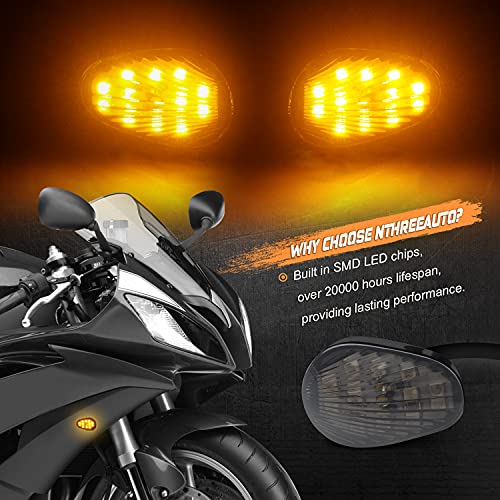 Nthreeauto Smoked Flush Mount Led Turn Signal Light Compatible With Yamaha Yzf R1 R6 R6S, 12V Universal Motorcycle Indicators #TOP1