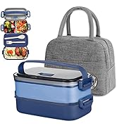 Haoh Lunch Box Kit - 1600 ml 2 Schichten Brotdose mit Besteck und Lunchbox Tasche, Bento Box Mikr...
