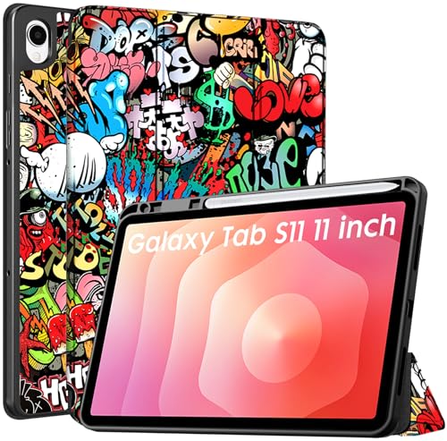 Image of Robustrion Cover Case for Samsung Galaxy Tab S11 11 inch Cover with [S-Pen Holder], Flip Cover Case for Samsung S11 Tablet 11 inch [Auto Sleep Wake] - Hippy