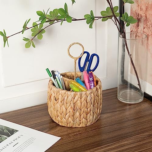 Kolwoven ROUND FLATWARE ORGANIZER Wicker Flatware Organizer, Kitchen Utensil Holder For Countertop, Silverware Caddy Natural Woven Flatware Caddy thumb #5