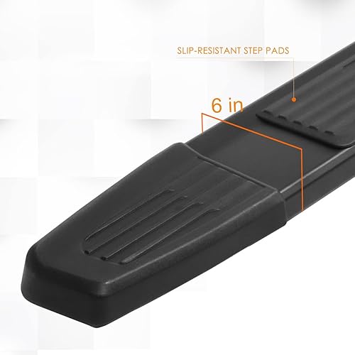 Miniatura 3 de Par Estribos de aluminio negro de 6 pulgadas, escalones laterales, barras Nerf compatibles con Chevy Silverado 19-24GMC Sierra Crew Cab