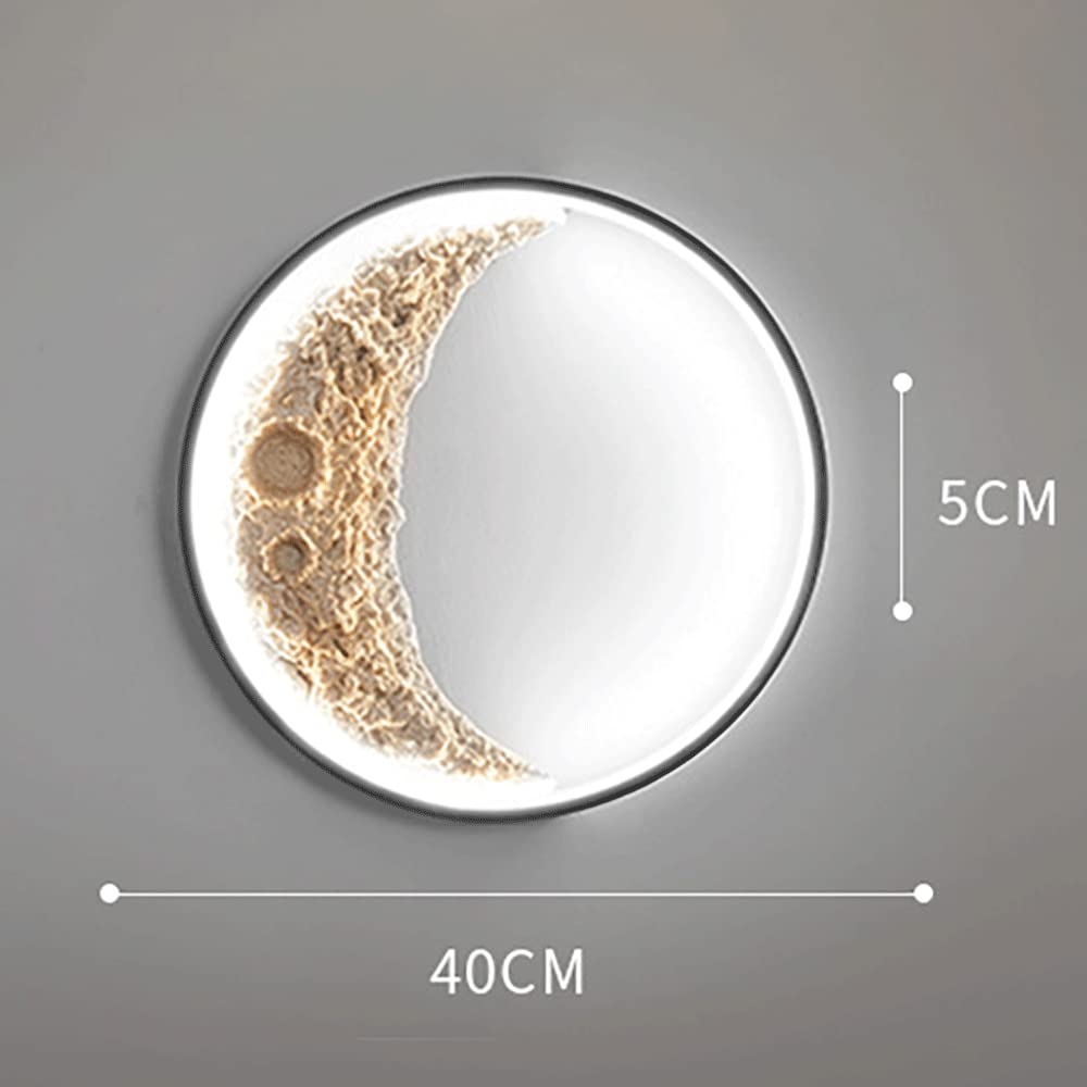 Lampada da Parete Creativa per Camera da Letto, Moderna Applique da Parete a LED, lampade da Parete in Metallo con Decorazione a Forma di Luna in Resina, Semplice corridoio, Luce d'atmosfera per