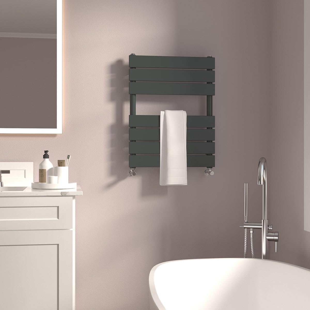 GY Bath Bathroom Radiator Anthracite 650x500mm Flat Panel Towel Rail Designer Modern Central Heating Rads — image 1