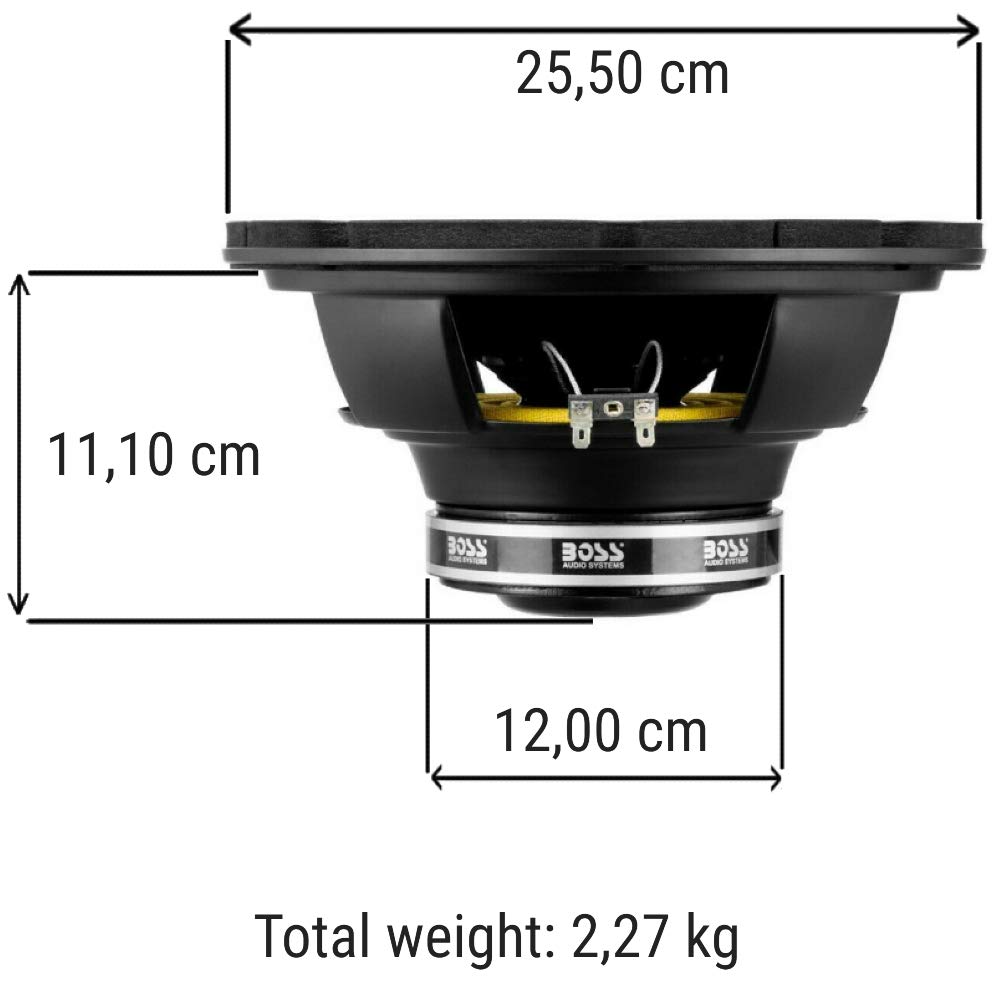 BOSS AUDIO SYSTEMS CXX10 CXX 10 subwoofer da 25 cm 250 mm 10" singola bobina da 4 ohm da 400 watt rms e 800 watt max sensibilità 87 db 1 pezzo