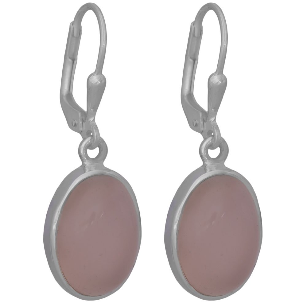 I-beRose Quartz Gem I Be 10X14 mm Hypoallergenic Earrings Oval 925 Silver, Jewellery for Women, Length 3.3 cm in Gift Packaging 395312 G KB