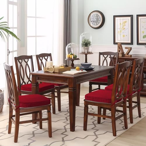 ELFJOY Chair Cushions for Dining Chairs Non-Slip Kitchen Chair Cushions Set of 6 Seat Cushion with Ties for Indoor Kitchen Dining Office Red by ELFJOY - Image 7
