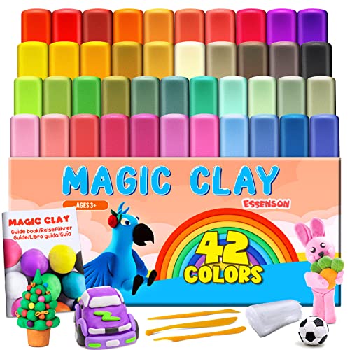 Modelliermasse-Set - 42 Farben Lufttrocknende magische Knete für Kinder,...