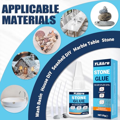 Steinkleber 35g – Schnell trocknender Kleber für Stein, Marmor, Granit und Kunststein-Reparatur und -Produktion – Transparent, wasserdicht und starke Haftung.