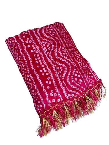 Image of Women's Art Silk Bandhani Print Dupatta with 2.20 Meters | Women's cotton printed dupatta with tassels