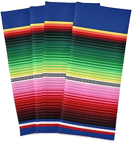 YETTASBIN Mexican Serape Blanket Stripes Kitchen Dish Towel 4 Pack, Soft Absorbent Dishcloths Reusable Hand Towel Washable Tea Towels for Home Kitchen Bar Table Decor, 28 x 18 Inch