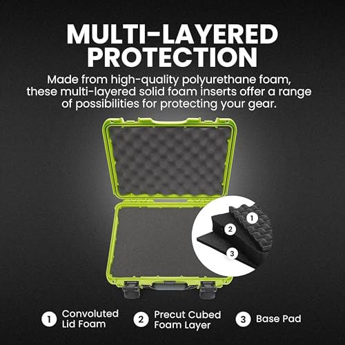 Image of NANUK 910 Hard Case with Customizable Cubed Foam, IP67 Waterproof, Dustproof and Impact Resistant, 14.3 inch x 11.1 inch x 4.7 inch, Rugged Construction for Ultimate Protection, Made in Canada - Lime