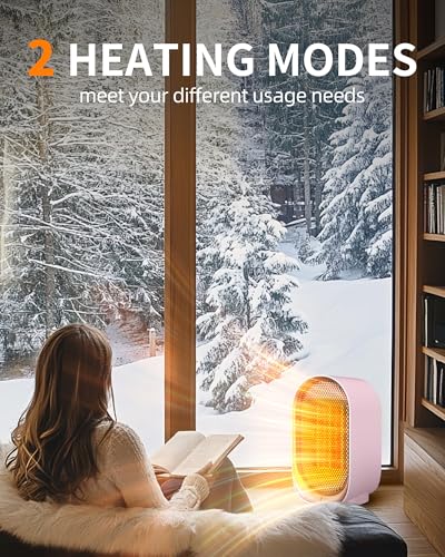 Image of Space Heater, Portable Heater for Indoor Use, Small Electric Heaters with Overheat & Tip-Over Protection, Mini Desk Heaters for Office Bedroom Bathroom, Compact & Efficient Heating, Pink