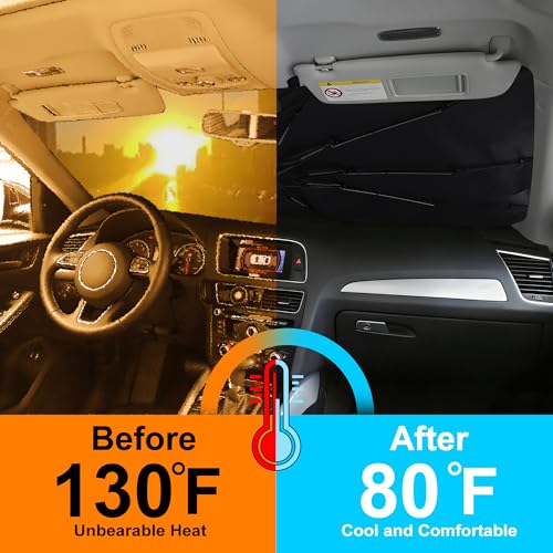 Image of Windshield Sun Shade Umbrella for 2014-2020 Ni- ssan Rogue