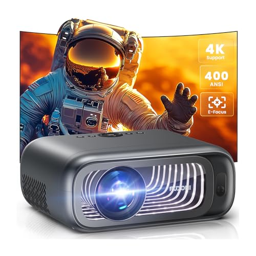 Image of [Electric Focus /High Brightness] FUDONI Projector with WiFi and Bluetooth, Native 1080P Real 400 ANSI Lumen, Outdoor Movie Projector, Max 300'' Display Home Theater, for iOS /Android /TV Stick /HDMI /USB