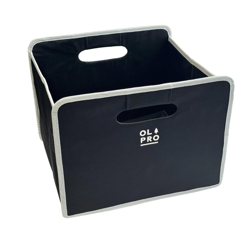 Olpro Grey 24L Folding Storage Box – Fabric Storage Box | Collapsible Shelves, Cube Units, Kallax, Wardrobe & Bedroom Organisation