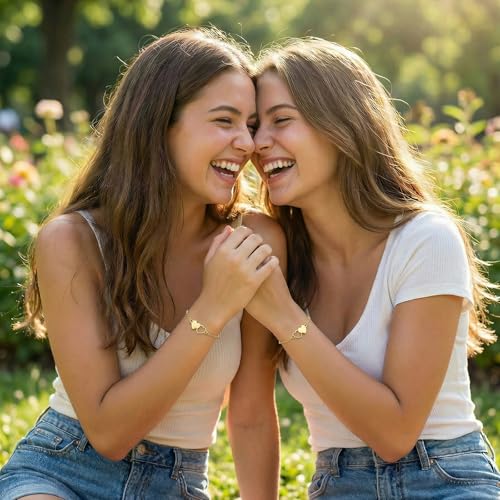 Image of 2 & 3 Pcs Triple Heart Link Sister BFF Bangle Bracelet Set | Matching Bestie Friendship Jewelry, Mother's Day Graduation Gifts for Women Teengirls