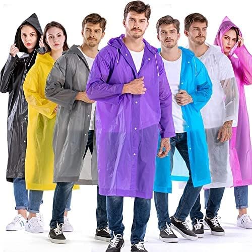 Image of FabNext� Unisex EVA Waterproof Transparent Rain Coat Hooded Outdoor Water Resistant Reusable Portable Raincoat Suit for Men & Women EVA Rain Coat (Free Size)