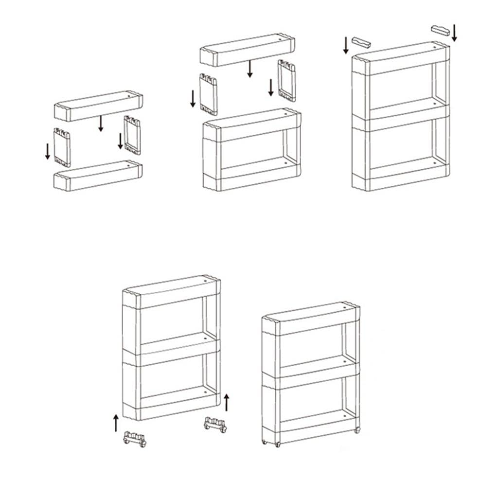 Mensola Slim Scaffale Scorrevole Portaoggetti Carrello Organizzatore Rimovibile in Plastica Utilizzabile per Cucina Bagno Lavanderia Garage Casa,