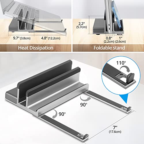 Aceproav 7 Port Usb-C 14” Laptop Stand With Dual Display Docking Station, Tablet Holder Hub, Vertical Storage Desk Organizer/Hdmi 8K30Hz, Usb-A 5Gbps, Ethernet 1Gbps, 100W Power Delivery, Space Gray #TOP2