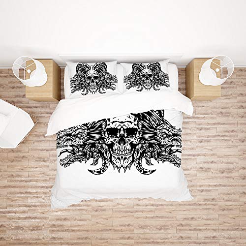 Parure de lit motif tête de mort CHEHONG en microfibre de polyester premium - 3