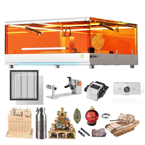 TOOCAA 20w Laser Engraver with Air Assist Honeycomb Bed, Safe Laser Engraving Cutting Machine Expert with 99% Laser Blocking, Status Atmosphere Light,USB Safety Interlock