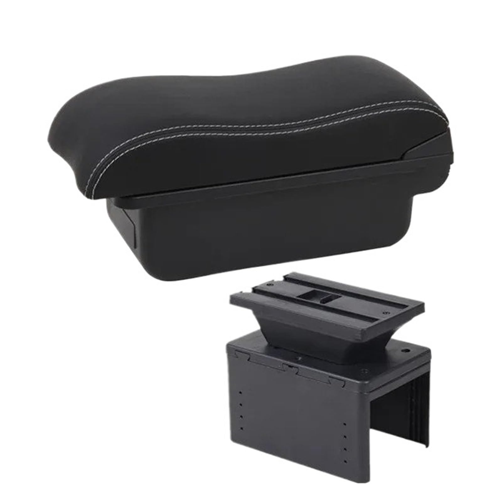 UMDJJU Universal Car Armrest Box Model Accessories Storage Retrofit Parts Increase Relieve Fatigue Car Centre Console Armrest Box(A3 white line No USB)