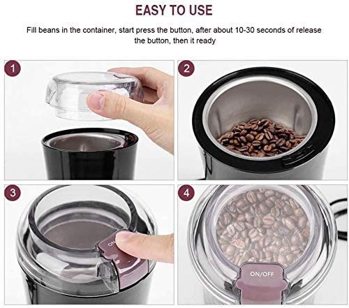 ZOUSHUAIDEDIAN Elektrische Kaffeemühle mit einem Touch, Mahlt Kaffeebohnen, Gewürze, Nüsse und Körner - dauerhafte… – Bild 6