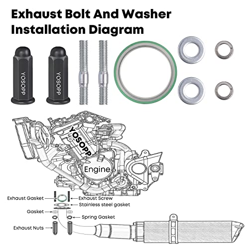 Yosopp Gy6 Exhaust Bolt Nuts Exhaust Gasket For Scooters Atvs Gmb139 Engine Moped Quad 4 Wheeler Dune Buggy Go Karts Taotao Sunl Coolster Jonway Roketa Sandrail 50Cc 70Cc 110Cc 125Cc 150Cc (Black) #TOP1