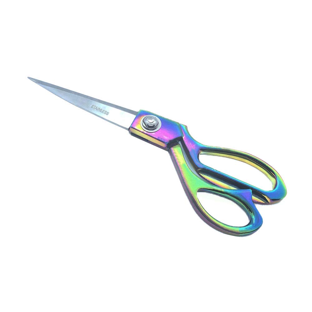 MEI YI TIANRainbow Sewing Scissors Holographic Metallic Craft Tailor Scissors 9 Inch Heavy Duty Steel Professional Fabric Shears for Costume Designer Dressmaker Fabric Cutting Shears