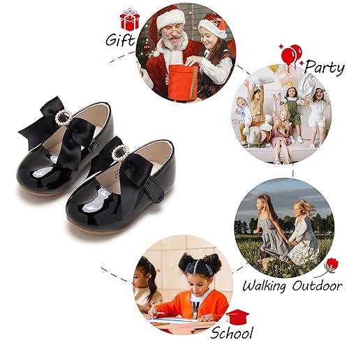 Image of PHIRAMIN Toddler Flower Girl Dress Shoes - Little Girl Mary Janes Flats Wedding