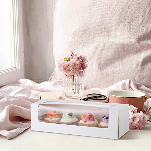 Cookie Boxes Swiss Roll Cake Box Cake Boxes White Bakery Boxes With Clear Display Window Mini Cupcake Box Pastry Packaging Box For Chocolate Cupcakes Breads Muffins Pastries Donuts (40 Pieces) #TOP5