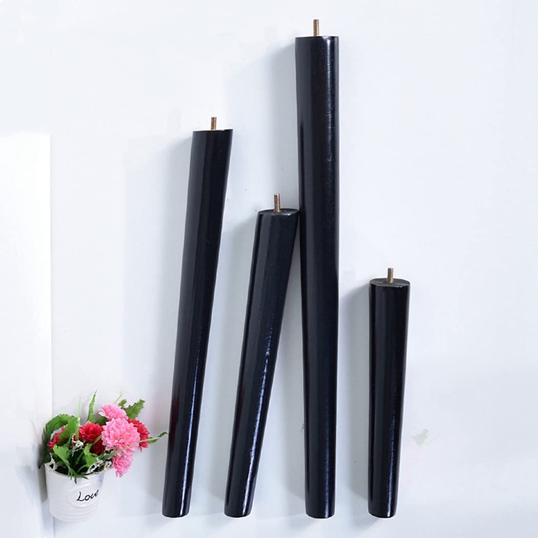 Gambe per mobili in Legno massello ad Angolo retto, coniche, M8, di Ricambio per Divano, Poltrona, Mobile TV, Tavolo da Pranzo, Sedia, Nere, 4 Pezzi (15 cm)