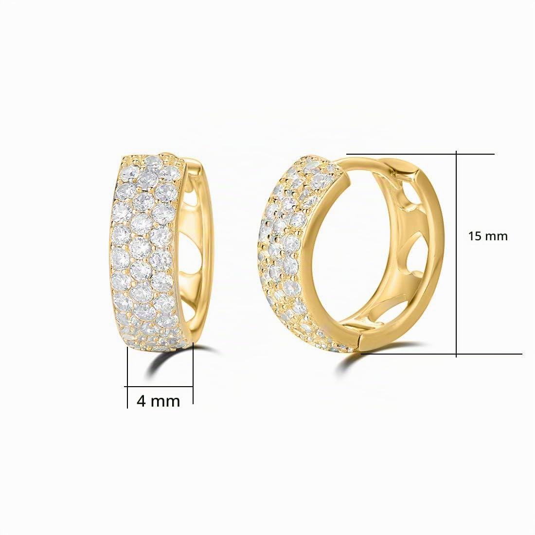 Carleen Damen Creolen Ohrringe Runde Knorpel Klein aus 925 Sterling Silber mit Rundschliff Cubic Zirkonia Schmuck - Durchmesser: 15 mm