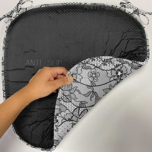 Ambesonne Floral Chair Seating Cushion Set Of 12, Lace Gothic Pattern With Flower Effect And Leaves Ornamental Antique Feminine Design, Seat Pads For Office With Anti-Slip Backing, 16"X16", Black Grey #TOP4