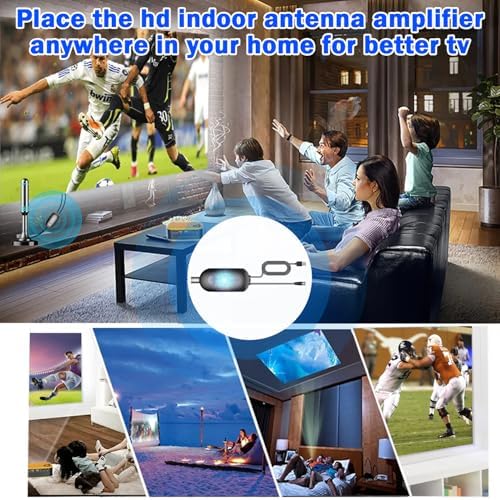 TV Antenna Amplifier Signal Booster, 25dB High Gain Digital HDTV Antenna Booster for Indoor & Outdoor TV Antennas, Adjustable Gain UHF VHF Signal Amplifier, USB Powered — view 2