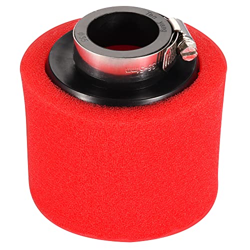 GOOFIT 35mm Filtro Aire Esponja Doble Capa Roja Boca Recta Reemplazo para 50cc 70cc 90cc 110cc 125cc Motocicleta Go Kart ATV Quad Scooter Suciedad Racing Bike
