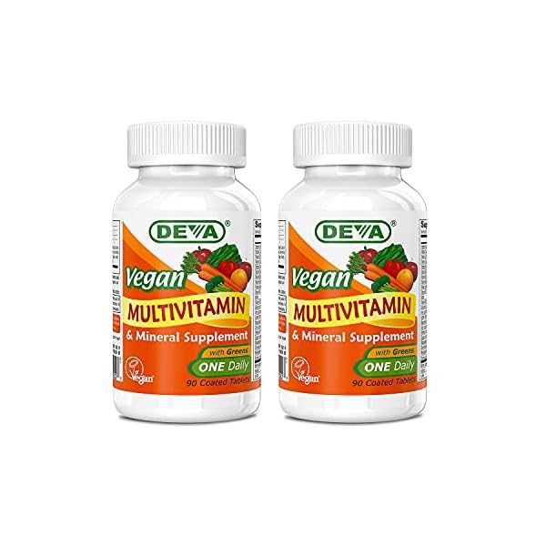 Deva Vegan Multivitamin & Mineral Supplement – Vegan Formula with Green Whole Foods, Veggies, and Herbs – High Potency…