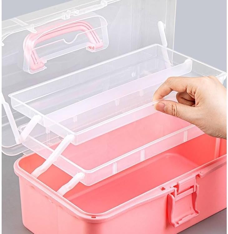 Miniatura 4 de NVAZIOP Suministros de artesanía de tres capas de 11 pulgadas, accesorios para el cabello, organizador de costura de maquillaje, caja de minitool