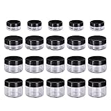 Hicarer 20 Pieces Cosmetic Containers Travel Pot Jar Set with Lid for Creams Sample Make-up Storage, 5, 10, 15 and 20 Gram, Black