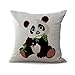 Hengjiang MY-A1152-01 Housse de coussin Motif panda peint 45 x 45 cm