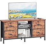 Furologee TV Stand Dresser with 4 Drawers, Television Stand with Open Shelf, Entertainment Center for 50" TV, Industrial Media Center for Bedroom, Living Room, Rustic Brown