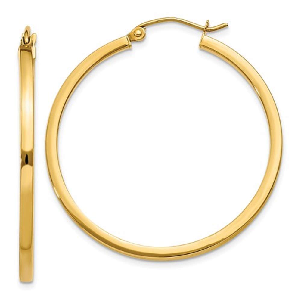 14k Gold Square-Tubed Hoop Earrings