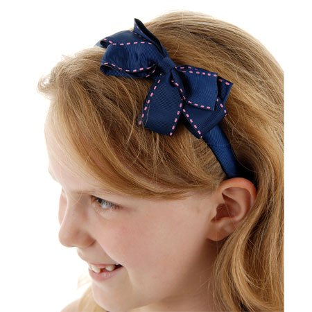 Classic Ribbon Bow Headbands, Soft and Flexible, Best Gifts for Kids (navy)