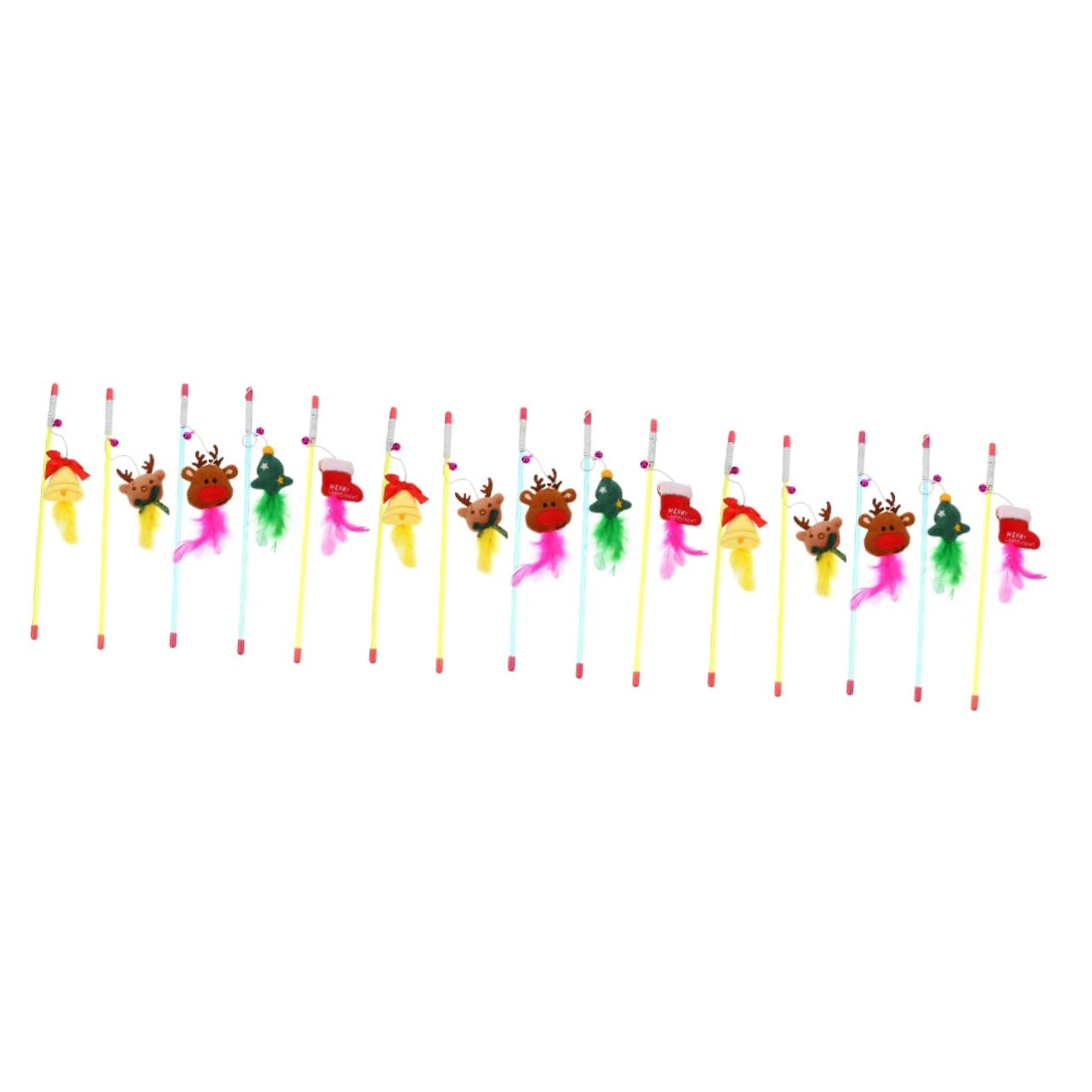 Toddmomy 15pièces Jouets Interactifs pour Chats Bâtons à Plumer avec Clochettes De Noël Stimulez Instinct De Chasse De Votre Chat